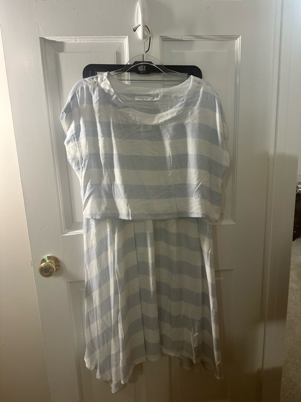 Altar'd State Light Blue & White Striped Blouse and Skirt